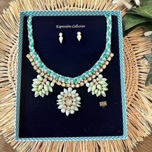 Bella Perlina Expressions Turquiose Statement Necklace And Earrings Set‎ new